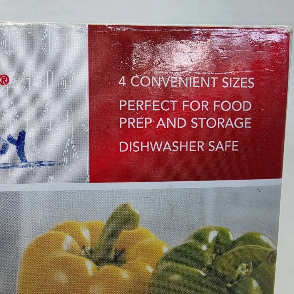 New KitchenAid Empire Red Set of 4 Measuring Prep Bowls 1, 2, 3, & 4 Cup w/ Lids
